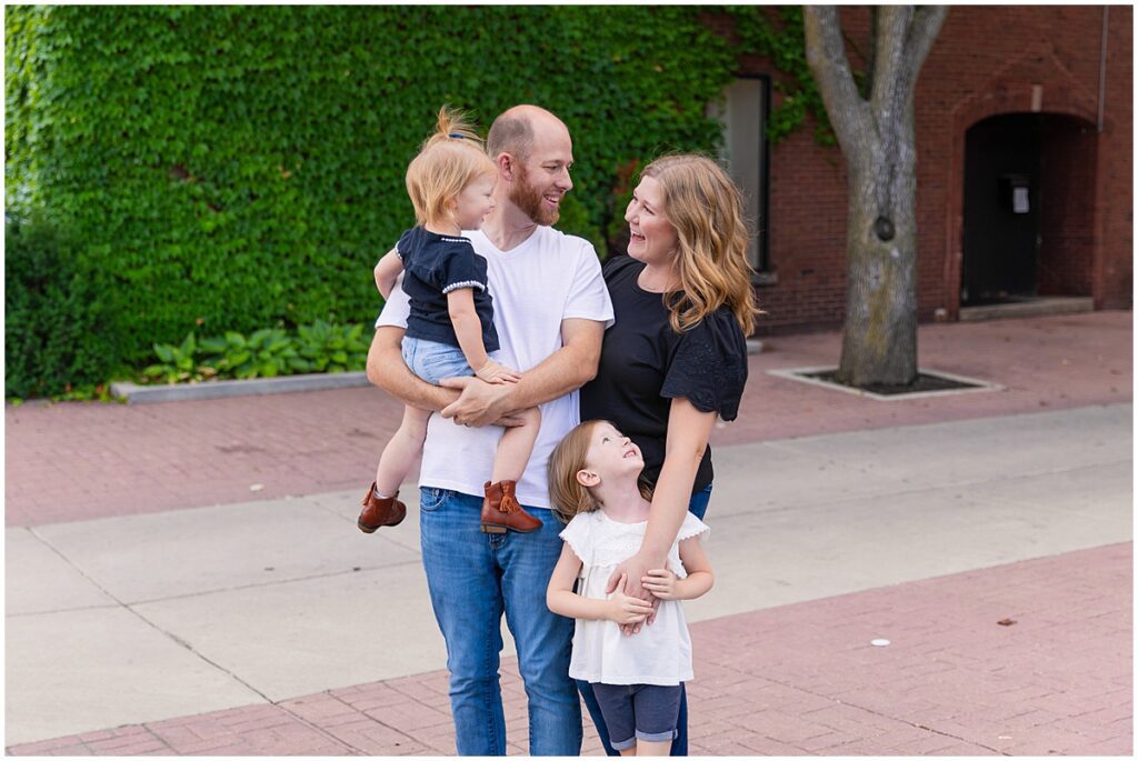 family of four in downtown Hinsdale