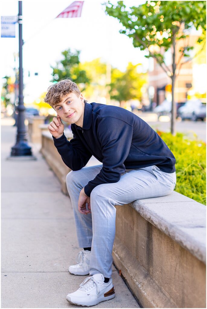 senior photos in local downtown area