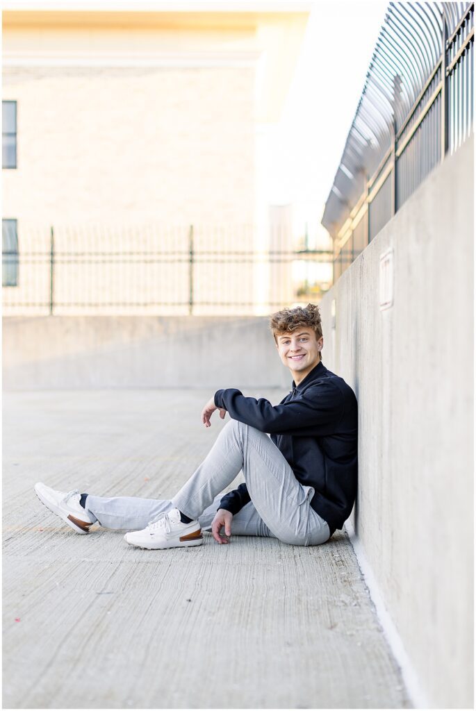 senior photos on top of a parking garage