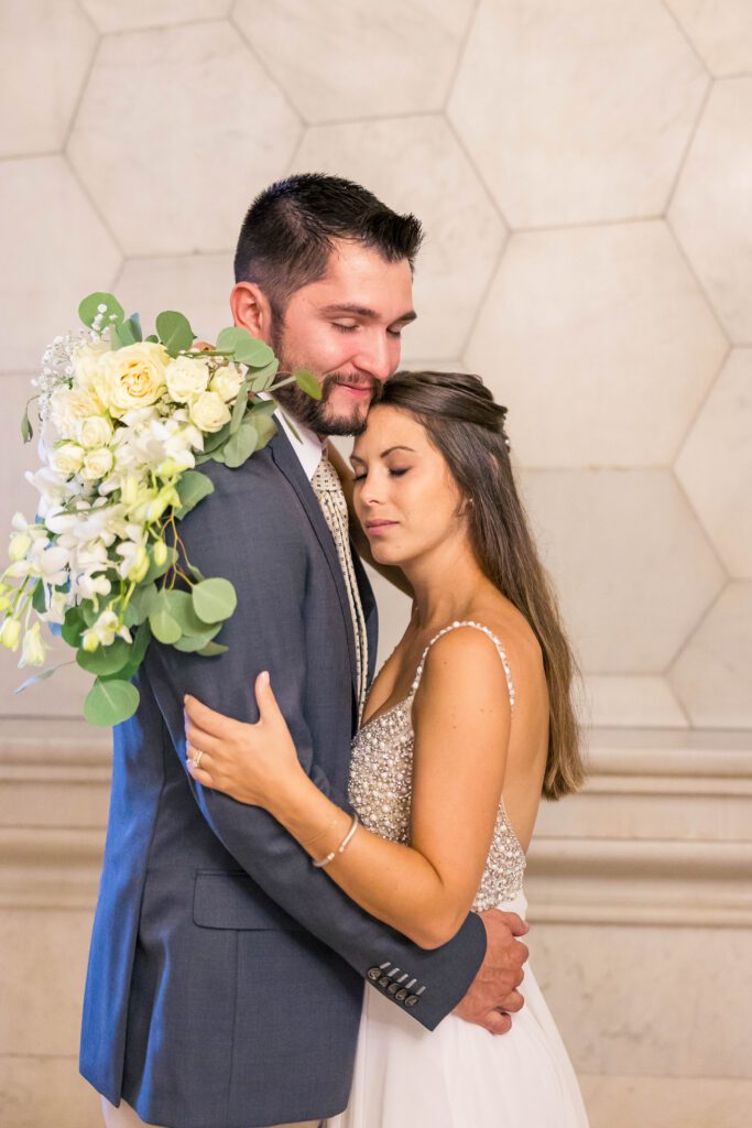 intimate wedding photo of couple