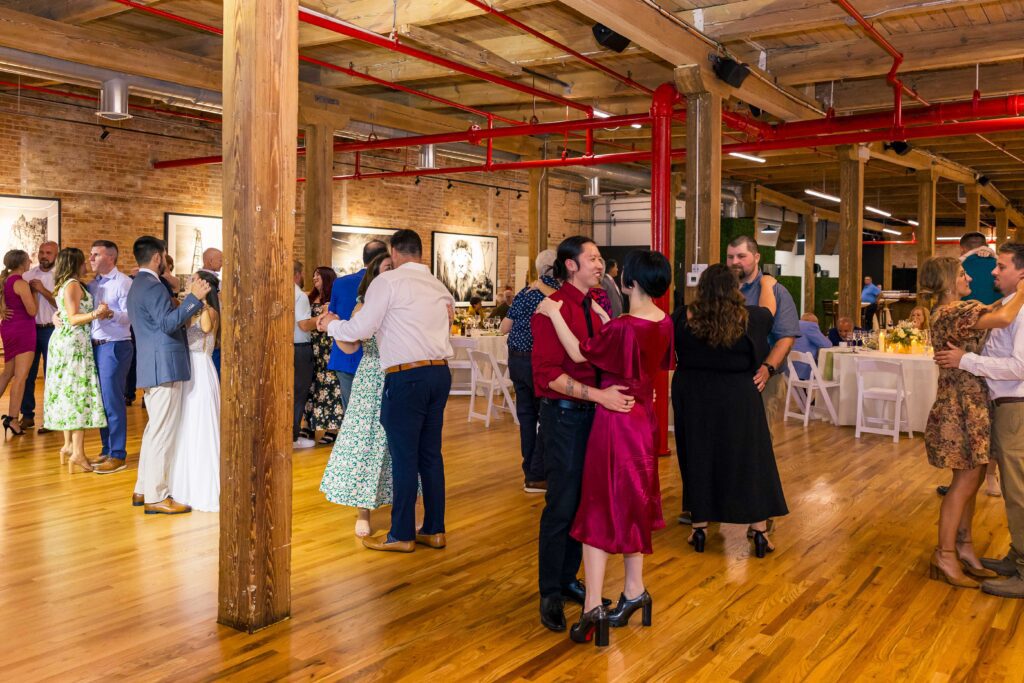 Wedding dancing photos at Morgan Arts Complex